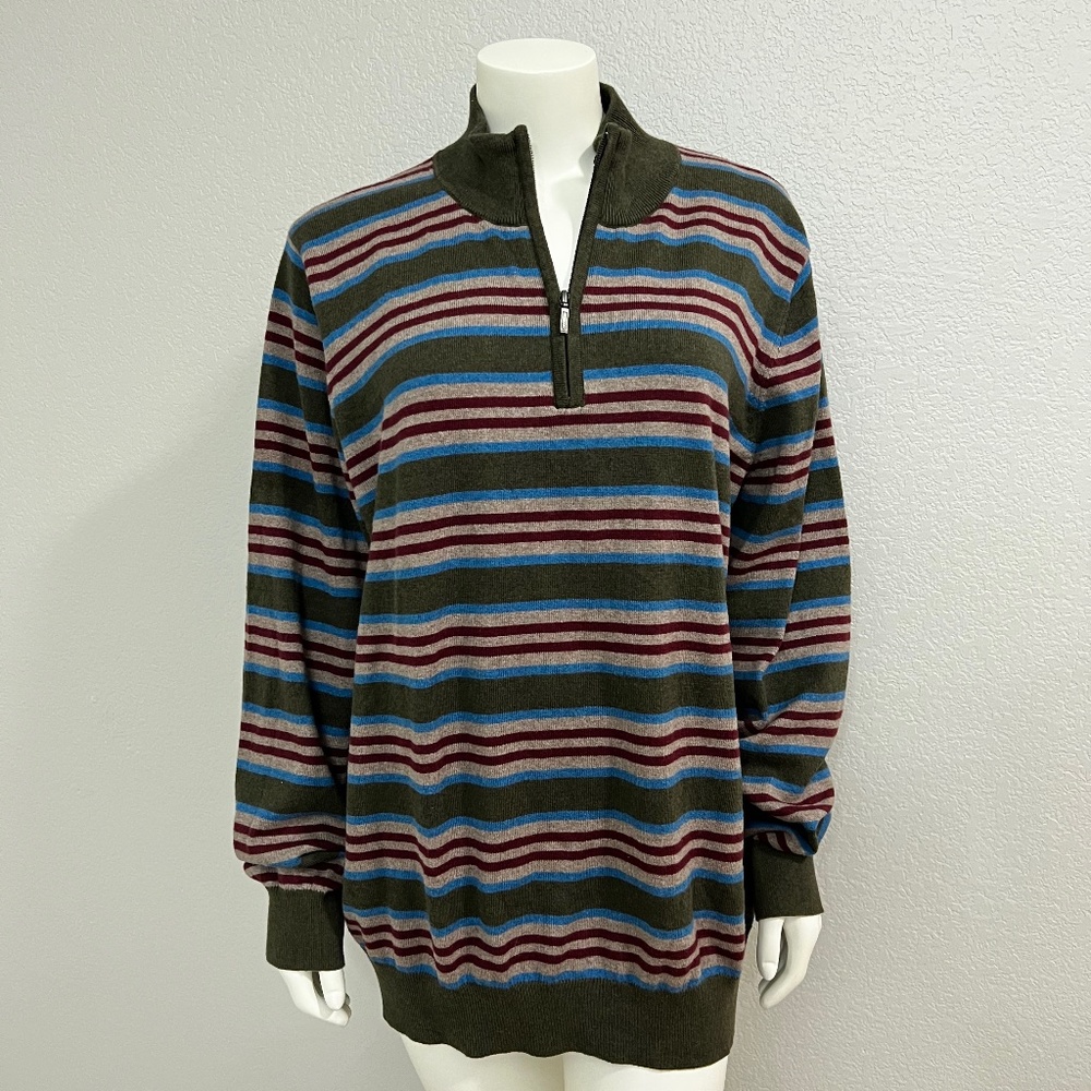 Vintage L.L. Bean Zip Up Cotton/Cashmere Pullover Sweater